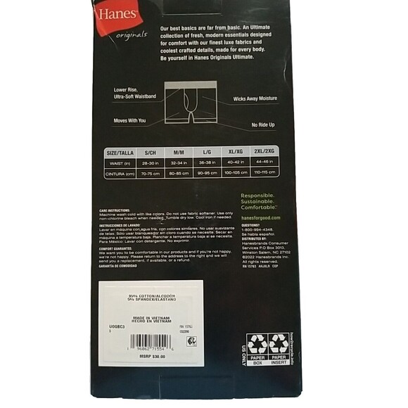 NEW 3 PACK MENS HANES ORIGINALS ULTIMATE COTTON STRETCH BOXER BRIEFS MODERN FIT - Picture 2 of 3